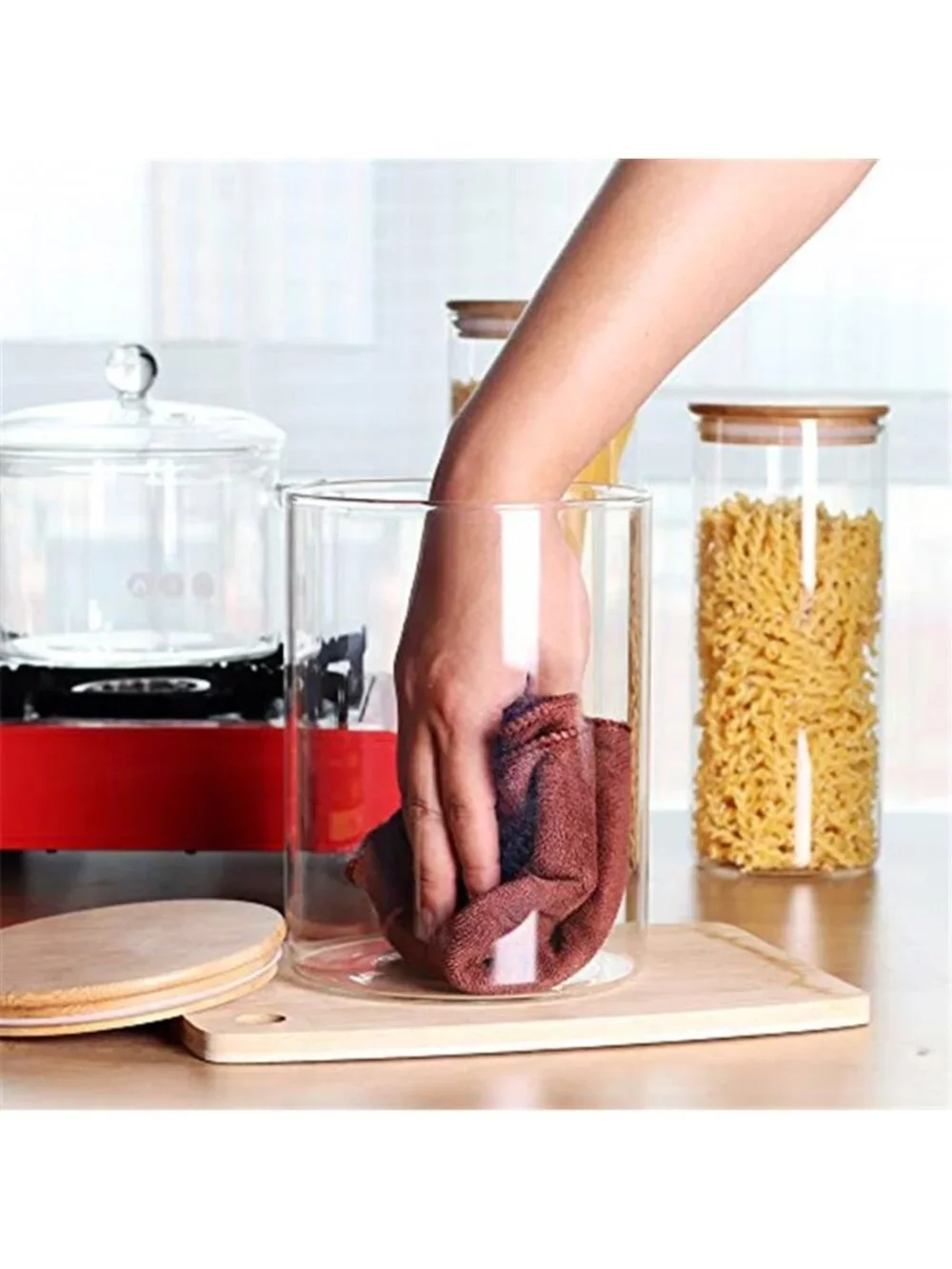 Large Glass Food Storage Container, 100 FL OZ (3000ml) Glass Food Canister
